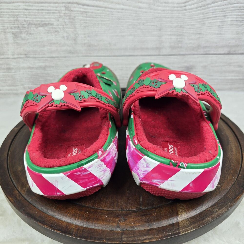 Crocs x Disney Christmas Holiday Lined Classic Clogs Green Red Womens 9 Mens 7 - Picture 8 of 15